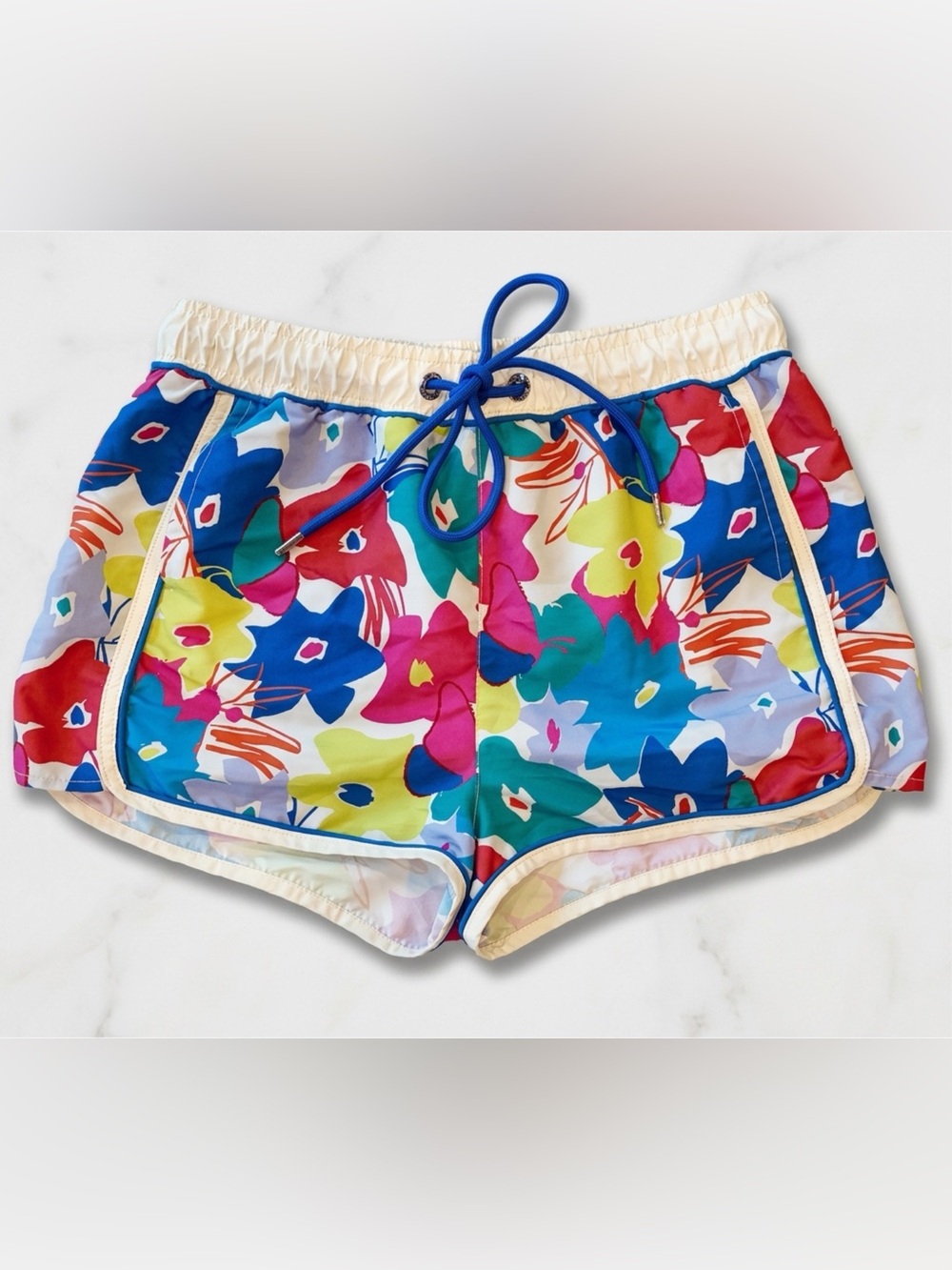Bradley Javier Floral Print Athletic/Swim Drawstring Shorts, S, EUC